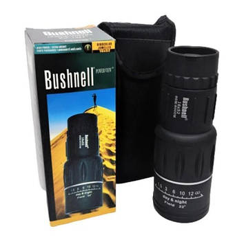 Монокуляр Bushnell 16×52 PowerView для телефона бінокль із чохлом монокль із прогумованим корпусом чорний