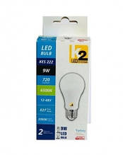 Світлодіодна LED Лампа KES 222 12-48V, E27, 9W, 6500K, 820L Від Акумулятора