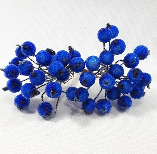Искусственные засахаренные ягоды для декора синие d=1,2см (1 упаковка - 40 ягодок) - фото 1 - id-p365429333