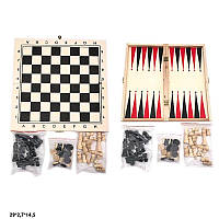 Шахматы деревянные 3в1 (шахматы, шашки, нарды) 012K