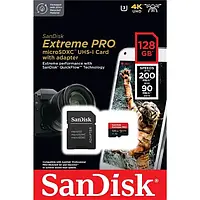 Карта памяти SanDisk 128GB microSDXC C10 UHS-I U3 R200/W90MB/s Extreme