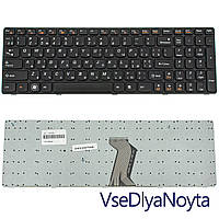 Клавиатура для ноутбука LENOVO (B570, B575, B580, B590, V570, V575, V580, Z570, Z575) ukr, black, black frame