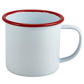 Кухоль 8х9 см, 360 мл, емаль, червоний обідок, GenWare 50008WHR