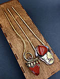 Шпилька з латуні «Сова» з природного червоної яшмою, фото 8