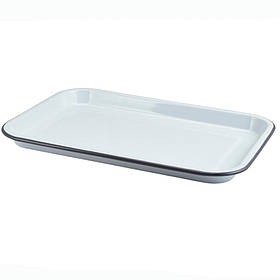 Таця 33,5х23,5х2,2 см, емаль, сірий обідок, GenWare 942933WHG