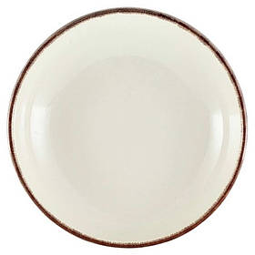 Миска глибока 23 х 5 см, 1300 мл, коричневий обідок, GenWare CB-SBR23