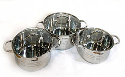 Набір нержавіючих каструль Benson BN-233 6 предметів (4 л, 5,1 л, 6,5 л)