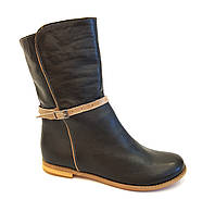 Демисезонные ботинки женские из натуральной кожи стильные комфортные высокие черные 38 размер Leader Styl 2024