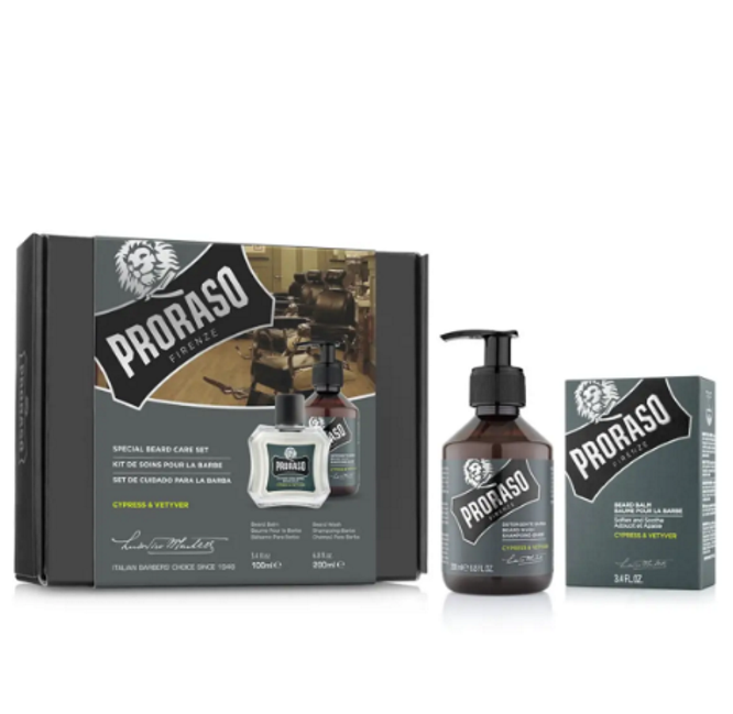 Подарунковий набір по догляду за бородою Proraso Duo Pack Cypress & Vetyver (Beard Balm + Shampoo)