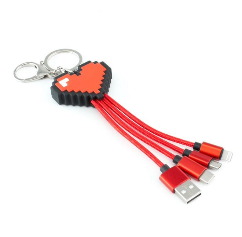 Брелок з usb роз'ємом для заряджання 3в1 Червоний