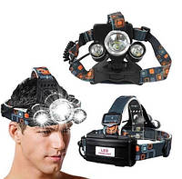 Фонарик налобный на 3 фонаря High Power Headlamp