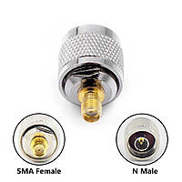 Перехідник антенний SMA Female - N type Male з'єднувач коннектор адаптер для антен подовжувачів радіостанцій