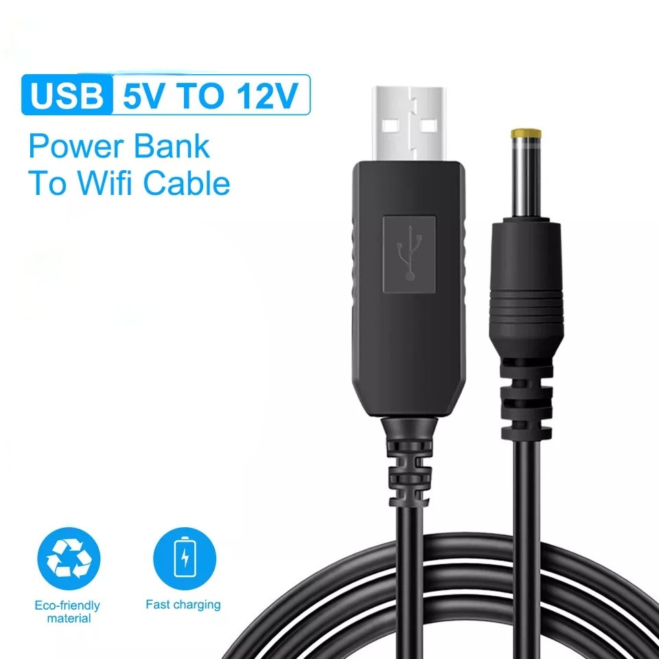 Кабель живлення для роутера Wi-Fi світча від Power Bank DC 5V до 12V USB DC 5.5×2.5mm