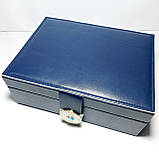 Скринька для прикрас шкірозамінник колір синій, фото 2