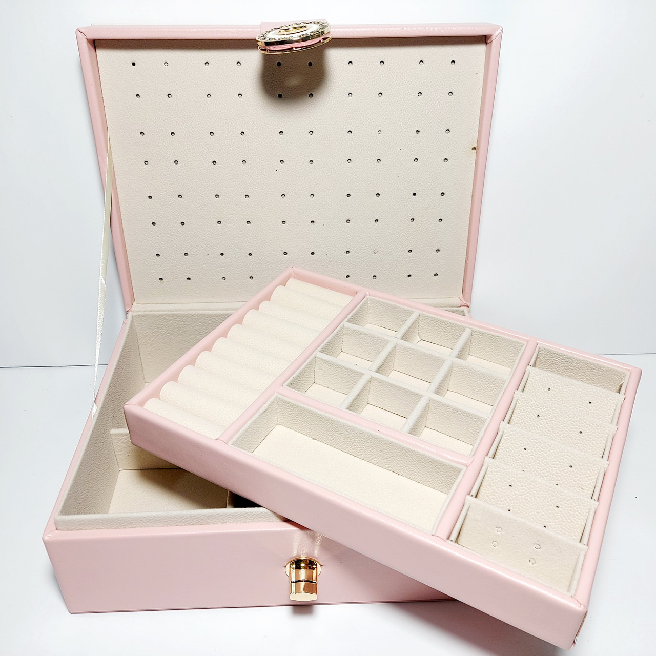 Скринька для прикрас шкірозамінник рожевий колір
