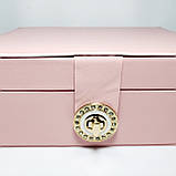 Скринька для прикрас шкірозамінник рожевий колір, фото 3