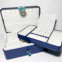 Скринька для прикрас шкірозамінник синій колір