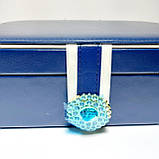 Скринька для прикрас шкірозамінник синій колір, фото 3