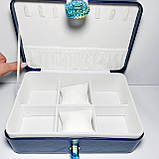 Скринька для прикрас шкірозамінник синій колір, фото 6