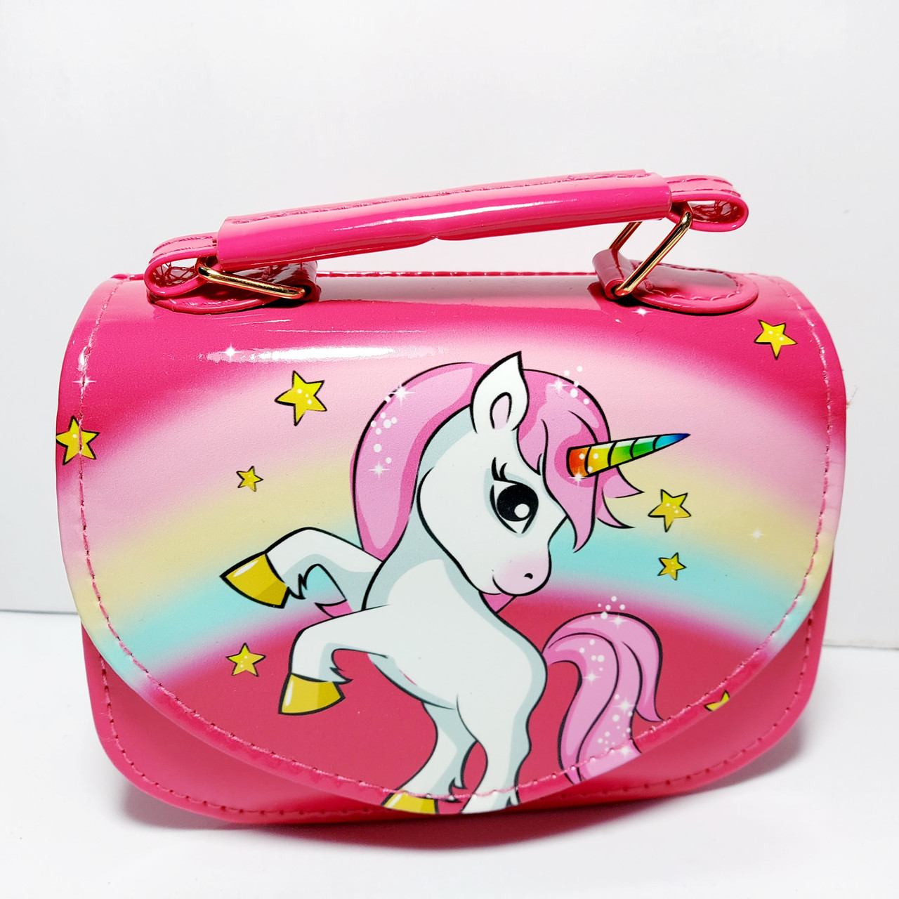 Дитяча лакова сумочка малинова з єдиноріжком, фото 1