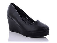 Туфлі чорні на танкетці 8 см, стильні жіночі туфлі весняні, зручні жіночі лодочки