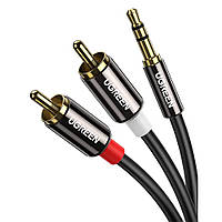 Аудио кабель 3.5 mm to 2RCA стерео разветвитель Ugreen AV116 10590 (Черный, 3м)