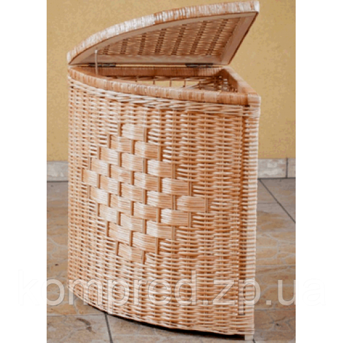 Кутовий кошик для білизни плетений з лози у ванну