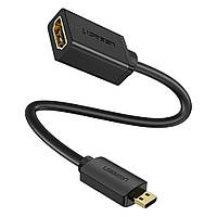 Переходник UGreen Micro HDMI to HDMI Female Adapter Cable 20134 (Черный, 22см)