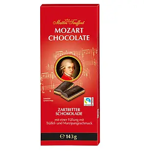 Шоколад темний (чорний) з марципановою начинкою Mozart Chocolate, 143 г, Австрія