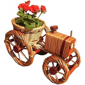 Підставка для квітів садова плетена з лози Трактор