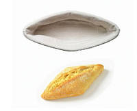 Корзина для расстойки хлеба из ротанга в форме лодочки , (29*12*8) с чехлом из льна