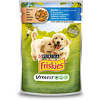 Friskies Junior Фрискис пауч - кусочки в соусе с курицей и морковью влажный корм для щенков 100 гр