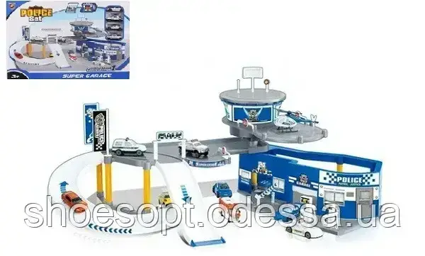 Трек паркінг гараж Поліція, 4 машинки, фото 1