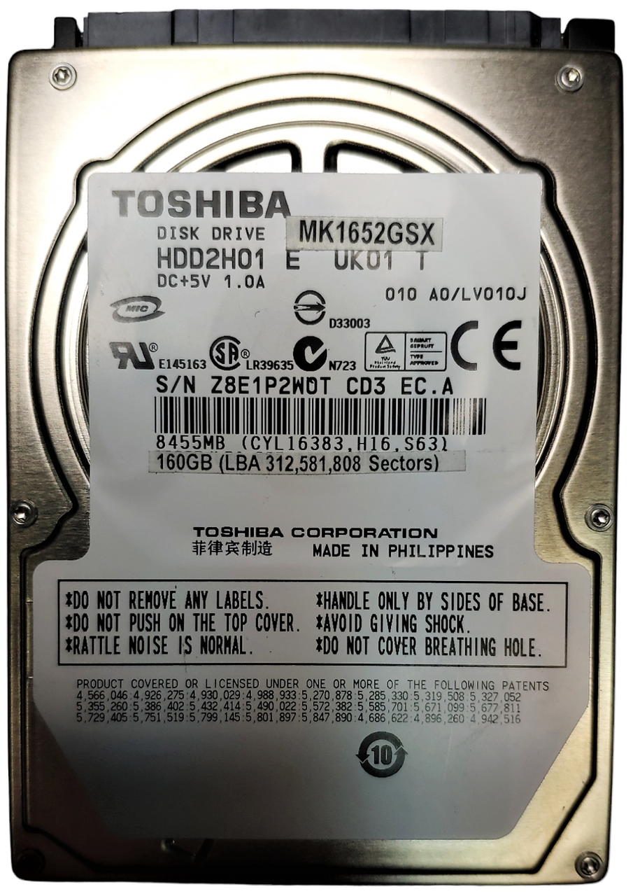 Жорсткий диск HDD 160GB 5400rpm 8MB SATA II 2.5 Toshiba MK1652GSX Z8E1P2WOTCD3