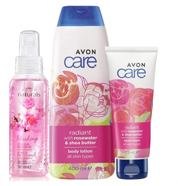 Набір косметики Avon Care з маслом Ши та ароматом троянди 3 в 1 ( з рожевою водою та маслом Ши) до 8 березня