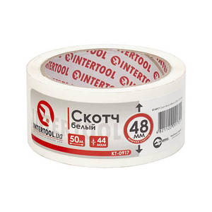 Скотч білий 48 мм*50 м*44мкм INTERTOOL KT-0917