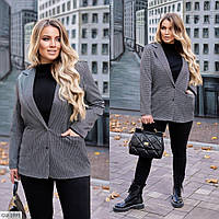 Пиджак женский классический деловой стильный удлиненный на пуговицах с карманами с подкладкой больших размеров