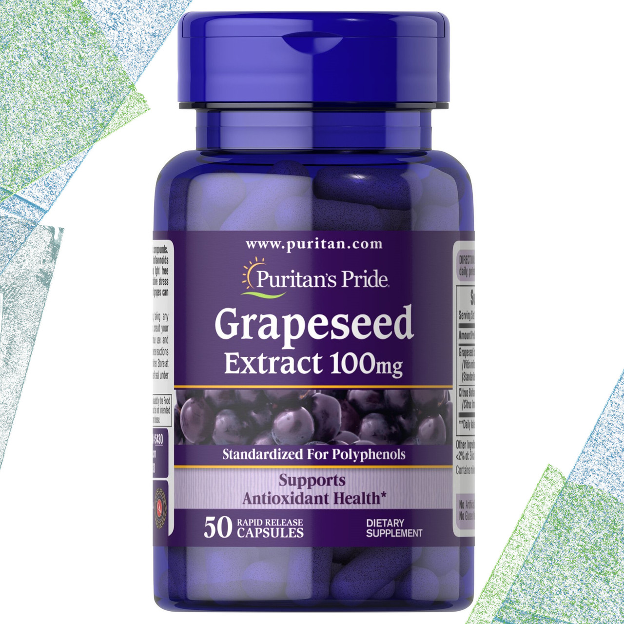 Виноградна кісточка Puritan's Pride Grape Seed 100 мг 50 капсул