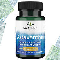 Астаксантин Swanson Astaxanthin 4 мг 60 гелевых капсул