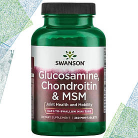 Хондропротектор Swanson Glucosamine, Chondroitin & MSM 360 міні таблеток