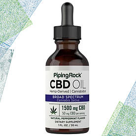 Конопляне масло Piping Rock КБД 1500 мг (50 мг на порцію) 30 мл