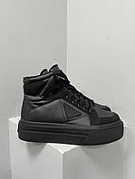 Жіночі кросівки Prada Macro Re-Nylon And Brushed Leather High-top Sneakers