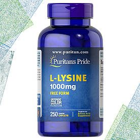 Л-Лізин Puritan's Pride L-Lysine 1000 мг 250 таблеток (каплетс)