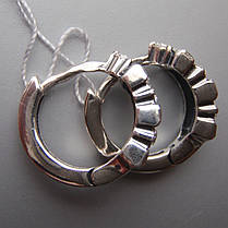 Оригінальні срібні сережки зі вставками з прямокутних і круглих фіанітів, фото 3