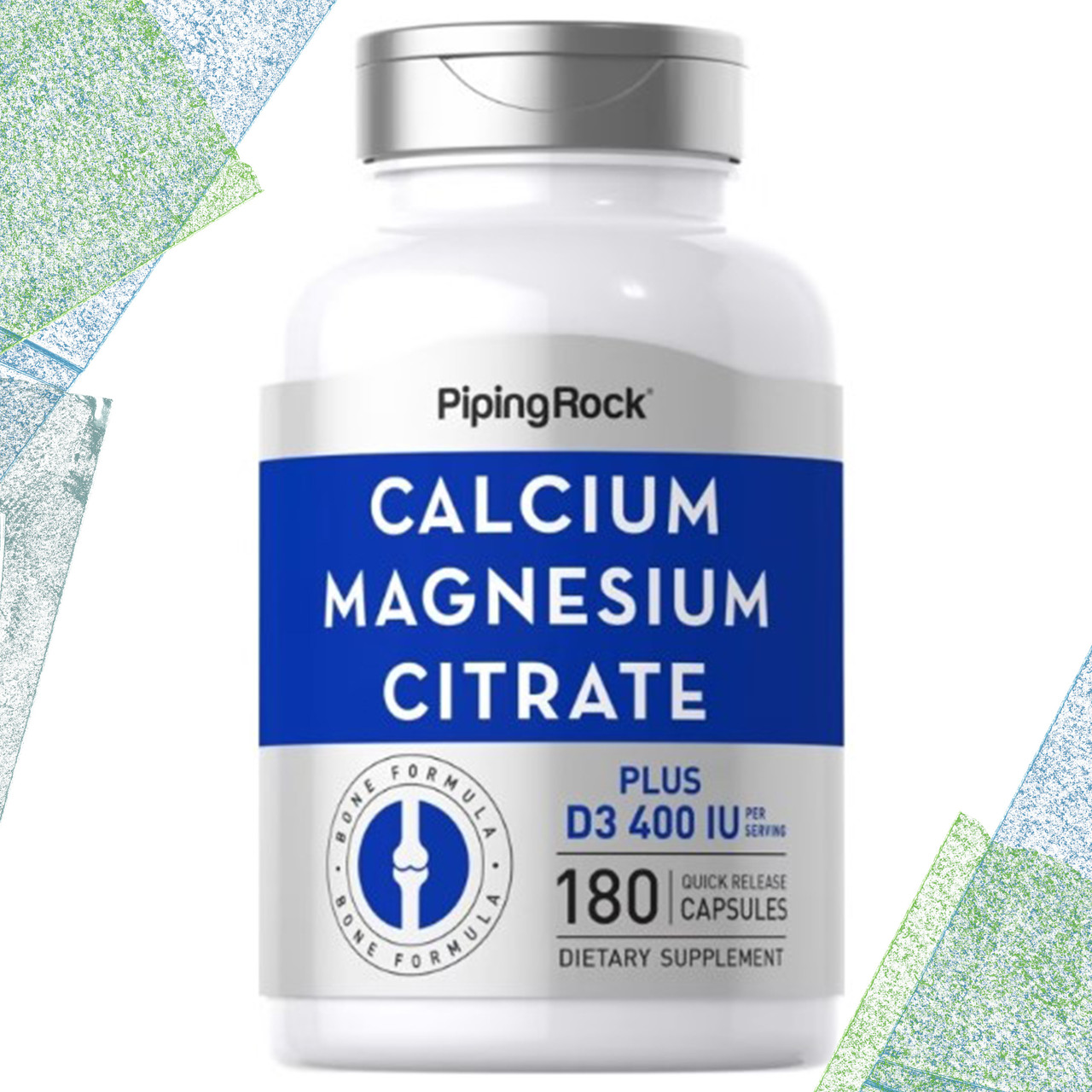 Комплекс Piping Rock Calcium, Magnesium Citrate + D3 (Кальцій, Магній, Вітамін Д3) 180 капсул, фото 1