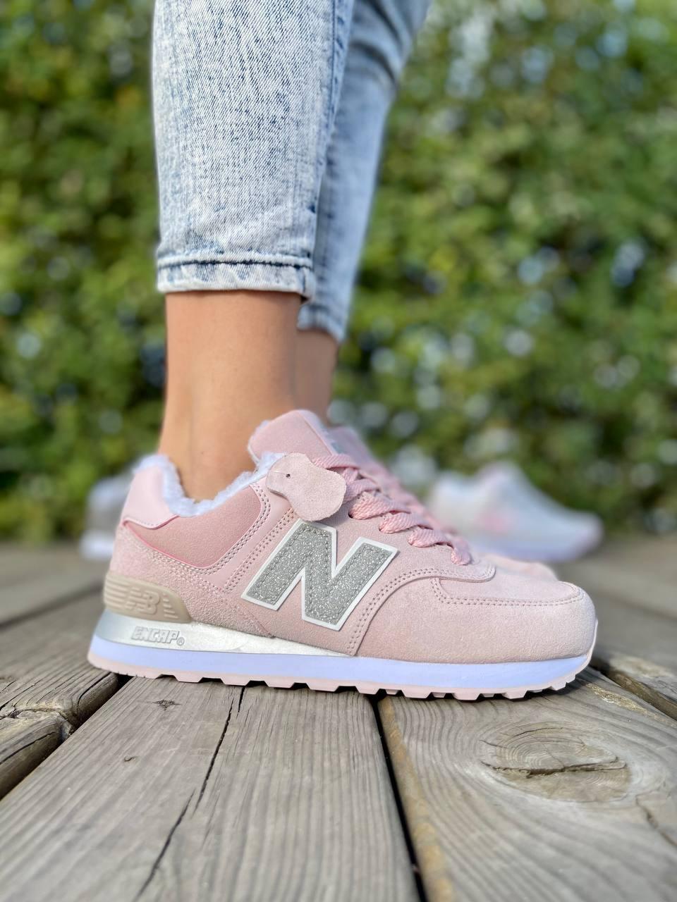 Жіночі кросівки New Balance 574 Pink And Silver Trainers (с мехом) ALL04804
