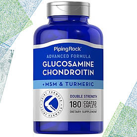 Хондропротектор Piping Rock Glucosamine Chondroitin + MSM & Turmeric Double Strength 180 таблеток (каплетс)