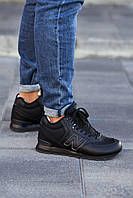 Мужские кроссовки New Balance 574 Black Leather Winter (с мехом)