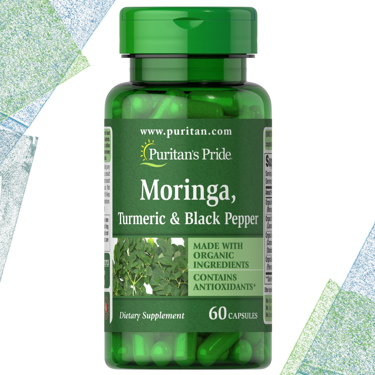 Puritan's Pride Moringa, Turmeric & Black Pepper (Моринга, Куркума, Чорний перець) 60 капсул \