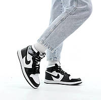 Женские кроссовки Air Jordan 1 Mid Split Black White (с мехом) DR0501-101